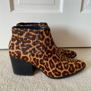 Suede Cheetah Ankle Boots with 2” Block Heel